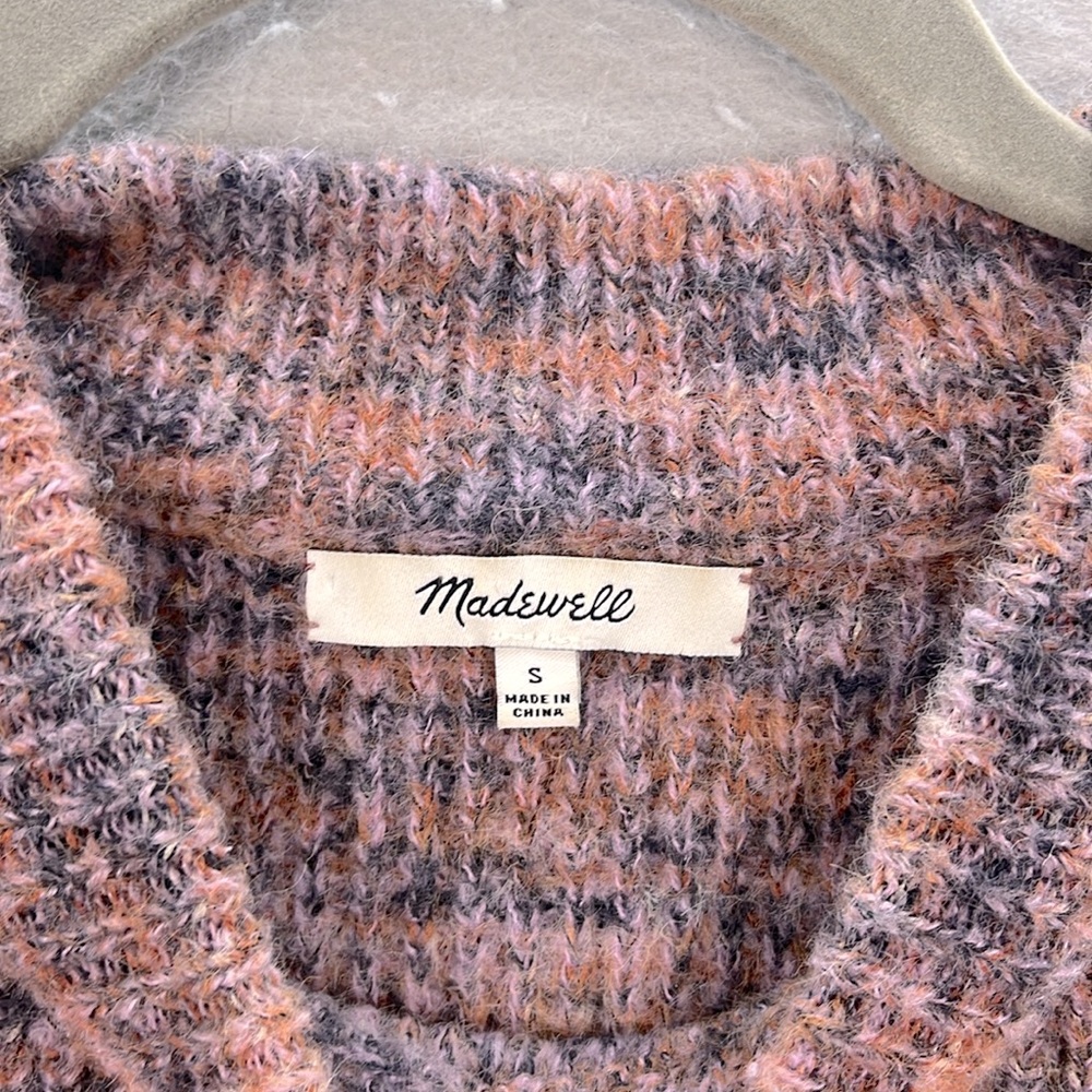 Madewell women’s Space Dyed Eeton puff sleeve pullover Sweater pink 3/4 sleeve S - Picture 6 of 8